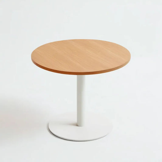 Okrągły stół z blatem MDF w fornirze jasnego dębu, biały, Ø80 × 75 cm