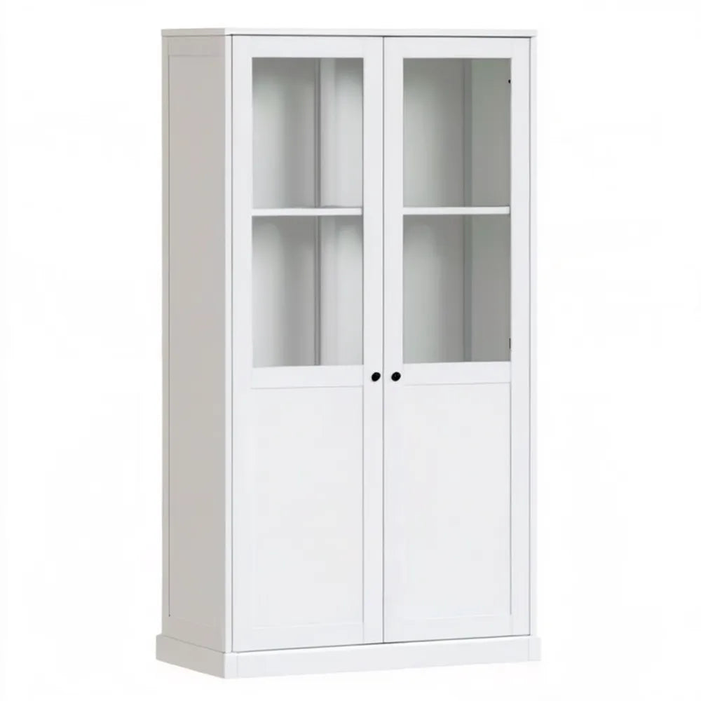 Biała witryna z litego drewna sosnowego 90 x 37 x 197 cm