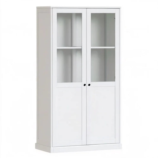 Biała witryna z litego drewna sosnowego 90 x 37 x 197 cm
