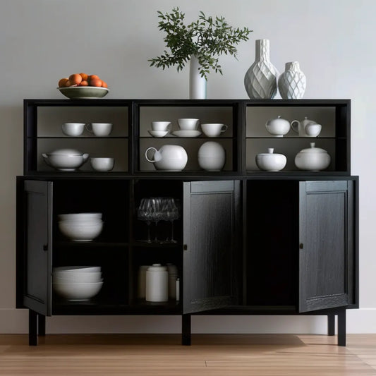 Czarna witryna z płyty MDF 180 × 40 × 180 cm