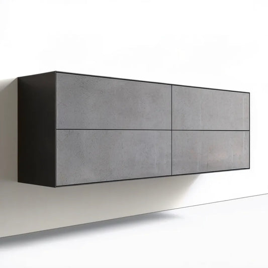 Wiszący kredens 160 x 40 x 40 cm, szary beton/czarny