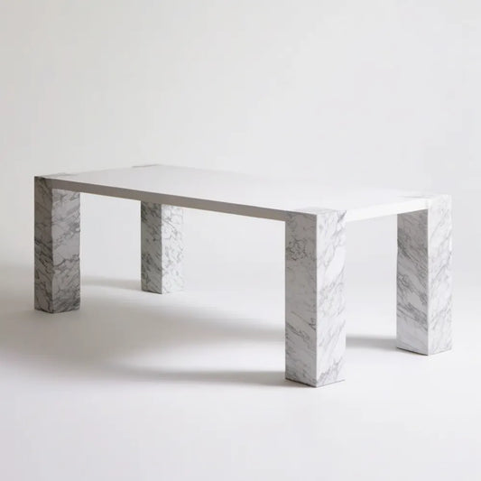 Prostokątny stół do jadalni MDF imitacja białego marmuru 180 x 90 x 75 cm