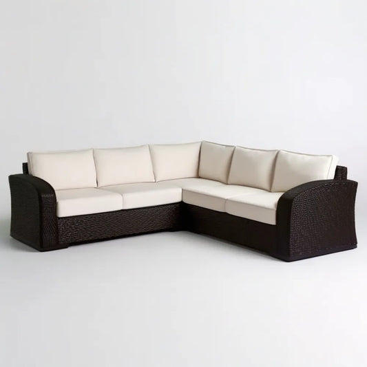 Narożna sofa ogrodowa z technorattanu Brązowa/Kremowa 230 x 230 x 85 cm