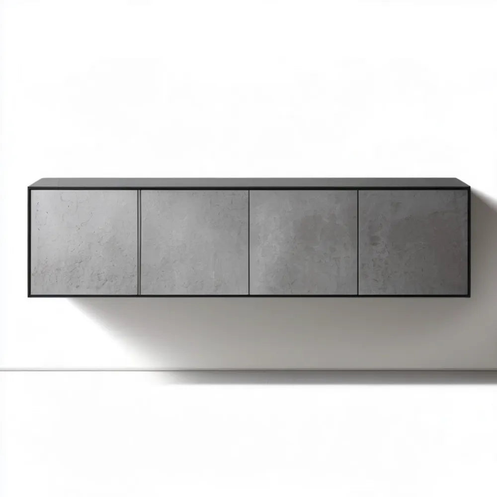 4-drzwiowa szafka wisząca 160 × 35 × 40 cm, szary beton/czarny