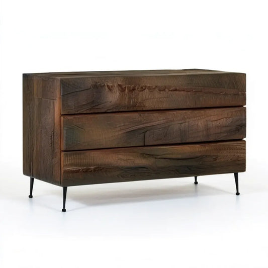 Komoda z litego drewna mango ciemnobrązowa 160 x 45 x 75 cm, 3 szuflady